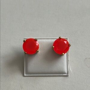 Gold and Red Stud Earrings